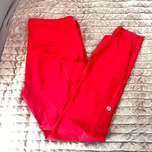Lululemon fast and free dark red leggings.  25 inch inseam.  Worn once. Size 8